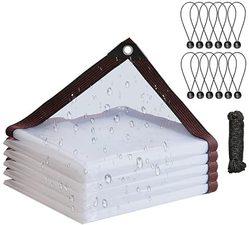 Telo con occhielli, telo trasparente con occhielli, telo in PVC impermeabile, protezione dalla pioggia, dal vento e dal sole per balcone, giardino, serra per piante (2 m x 4 m)