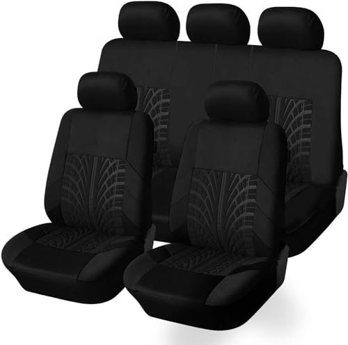 DIALFA Auto Sitzbezüge für Ford Fiesta | Fiesta Plus/Titanium/ST-Line/Active/ST 2008-2022,Bequem und Atmungsaktiv Waschbarer Stoff Autositzbezüge Vordersitze und Rückbank Auto-Schonbezüge,B Black