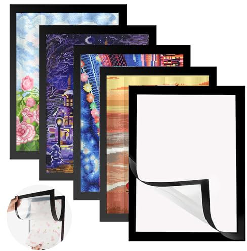 VMUTGA 5 Stück Diamond Painting Rahmen, 30x40 cm Diamant Malerei Bilderrahmen Schwarz Selbstklebend Magnetischer Kunstrahmen 5D Diamond Painting Rahmen for Diamant Malerei 30x40 cm Wanddekoration