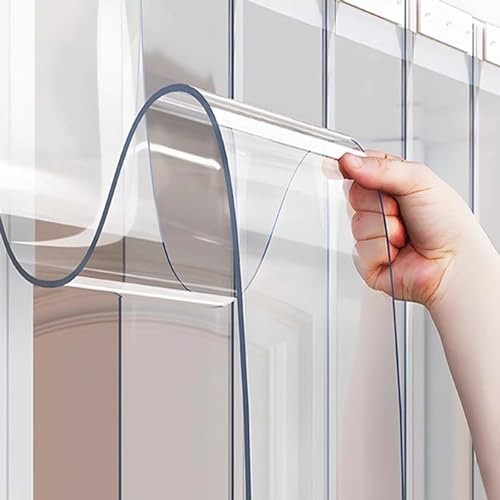 JIwqDY Kunststoff Vinyl PVC StreifenTürvorhang, Winddichter Streifenvorhang Transparenter Türvorhang für Freezer Cooler Home Mall Warehouse (Color : 2.2mm, Size : 105x220cm)