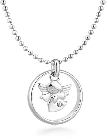 fish Kette Taufe Mädchen/Junge Silber/Gold Taufring Schutzengel Engel-Anhänger Halskette Kinder-Schmuck Tauf-Geschenk Geburt Tasche Karte und Geschenkbox Geschenk