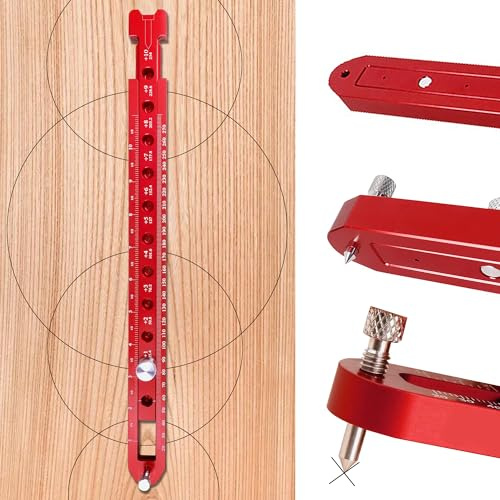 Large Compass for Drawing Circles, Portable Aluminum Alloy Compass Woodworking Arc Circle Drawing Ruler, Metric/British Carpenter Fixed-Point Marking Gauge Circle Marking Woodworking Compass Tool