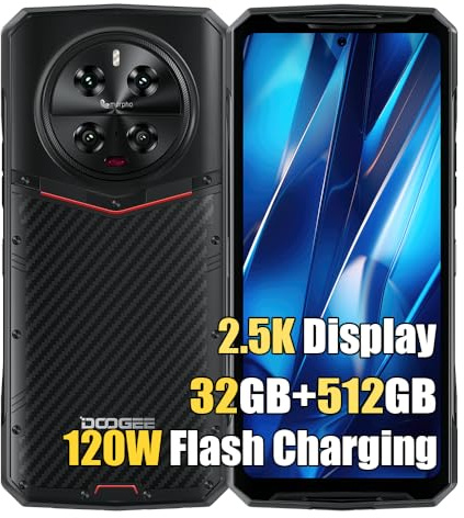 DOOGEE DK10 5G Rugged Smartphone (2024), 32GB + 512GB, 6.67 2K AMOLED Display, Dimensity 8020 Octa Core, 50MP AI + 64MP Visione Notturna + 16MP + 50MP, 5150mAh, Cellulare Impermeabile, NFC Nero