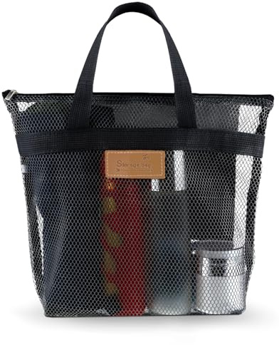 Molain Borsa da doccia in rete, grande capacità, portatile, da spiaggia, organizer da viaggio, borsa da doccia per viaggi, palestra, nuoto, spiaggia