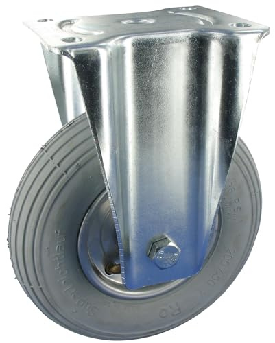 Rollentechnik Bockrolle Rad Luftreifen Ø210x65 mit Rollenlager & Anschraubplatte Bauhöhe 250mm Tragfähigkeit 100 kg
