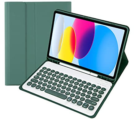 Bueuwe Funda con Teclado para iPad 9,7 Pulgadas, 6.ª Generación 2018, iPad 5.ª Generación 2017, iPad Air 2/1, Pro 9,7 Pulgadas, Contener Ñ, Teclado Bluetooth con Portalápices,Deep Green