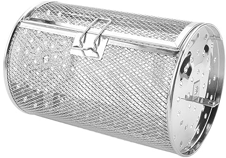 Plomevry Stainless Steel Grill Roaster Drum Oven Basket Bakeware Oven Roast Baking Rotary Nuts Basket BBQ Grill Cooking Tool A