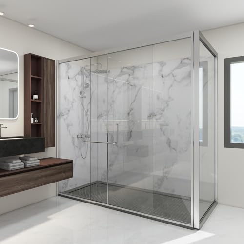 [neu.haus] Duschrückwandset Bladel 8er Set 120x60 cm Wandverkleidung Wanddeko wasserfest Badrückwand Duschrückwand Dekorwand 3 mm Bad Dusche WC Küche White Marble