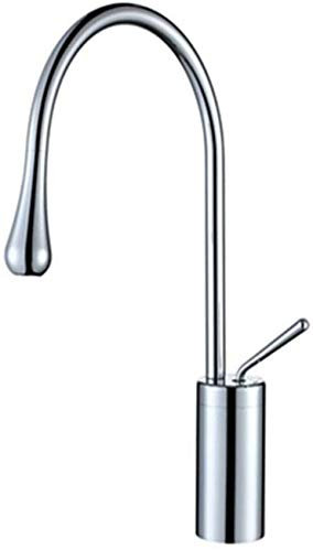 GLMGBP Waschbecken Wasserhahn Waschtischarmatur Heiß und Kalt Kupfer Küchenarmatur Kreativ Wassertropfen Schwanenhalsform Wasserhahn Aufsatzwaschbecken Drehbarer Wasserhahn/Chrom/Groß