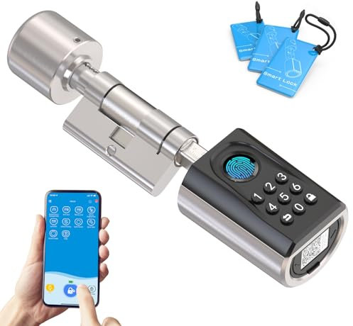 WELOCK Türschloss Fingerabdruck ToucA51,Elektronisches Türschloss Code,mit RFID Karte,APP,WiFi,Fingerabdruck Schloss Haustür IP65,Smartes Türschloss,Schließzylinder für Türen von 30-70mm,Smart Lock