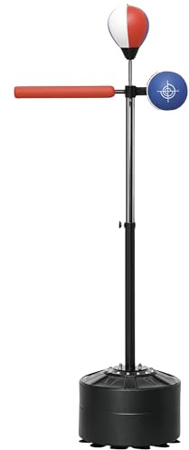 SPORTNOW Free Standing Speed Bag, Height Adjustable Boxing Punching Bag with Stand, Reflex Bar, Punching Pad and Suction Cup Base for Adults & Teenagers, Multicoloured