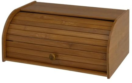 Relax World Panera de madera de bambú con tapa deslizante, dimensiones 40 x 28 x 17 cm