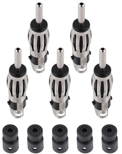 Vecys 5 Stück Auto Radio DIN Stecker FM AM Universal Auto Antenne DIN Männlich Kupfer Stecker für Verlängerung Koaxialkabel RG174