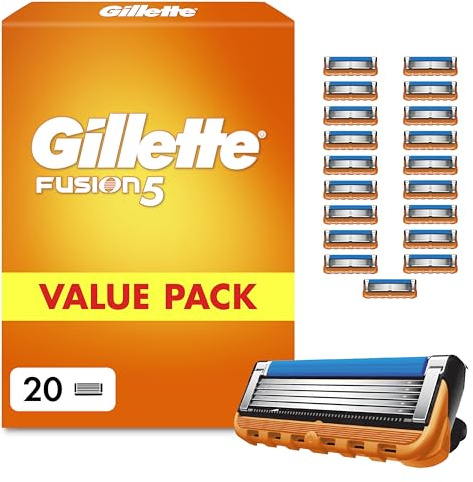 Gillette Fusion5 Rasierklingen, 20 ORIGINAL Ersatzklingen, Klingen für Herren mit Größerem Gleitstreifen für ein Sanftes Gleiten und 5 Klingen für eine Unglaublich Gründliche und Komfortable Rasur