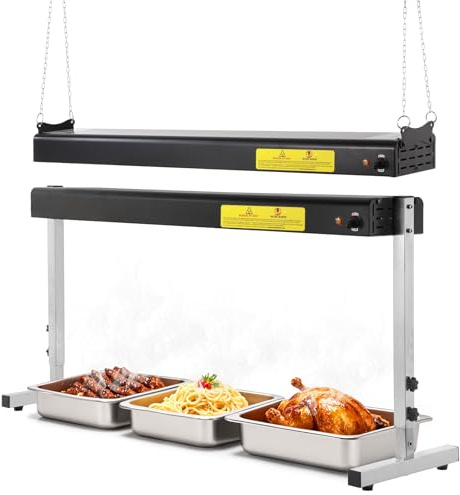 Hiteemer 36-Inch Food Heat Lamp, 1000W Commercial Food Warmer Lamp Electric Strip Heater Overhead Stainless Steel Heat Lamps for Buffet Restaurant Parties Catering, Black 115V