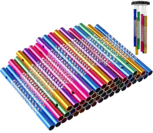 Aluminum Wind Chime Kit,50 Pcs Wind Chime Tubes Parts Metal Wind Chime DIY Wind Chimes Making Kits Wind Chime Crafts Making Supplies for Arts and Crafts Garden Patio Home Decoration 5 Colors