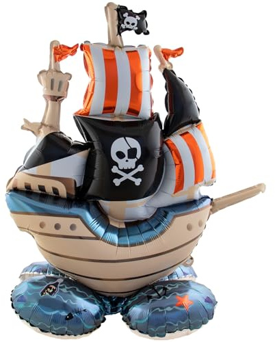 Folat 62940 Piraten Deko Ballon Stehender Folienballon - Piratenschiff - 70 x 81 cm Kindergeburtstag und themenfeier