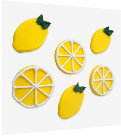 Anniversary House Hand-made Lemon flavoured and shaped edible sugarcratt cake decorations, edible cupcake toppers, SFF102