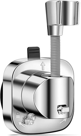PIWOSGOL Duschkopfhalterung ohne Bohren, 360° Drehbar Duschkopfhalterung mit Saugnapf, Höhenverstellbar Duschbrause Halterung, Für Rain Shower, Handbrause, Dusche, Badewanne, Duschkabine