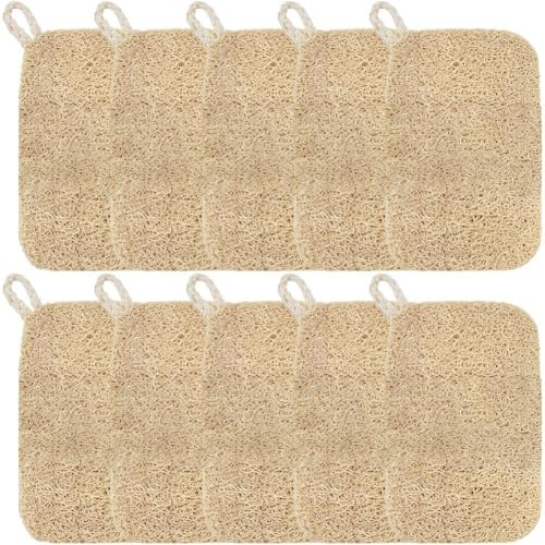 Fituenly 10 Esponjas De Lufa Naturales para Cocina, Esponjas De Lufa para Platos, Esponjas Naturales Compostables para Platos