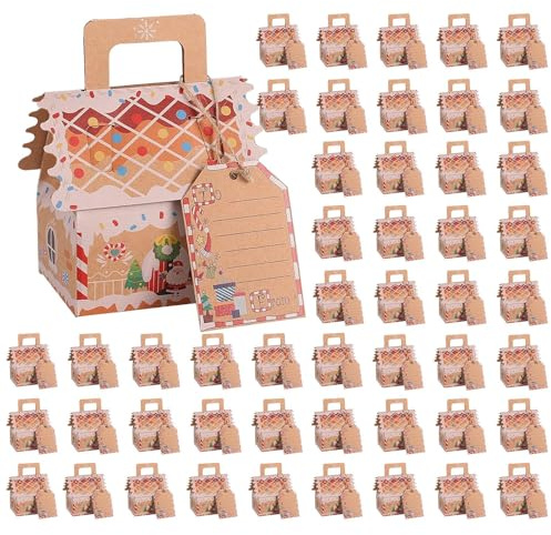 s de Galletas Navideñas 50 Piezas Contenedor De Panadería Forma De Casa | de Pastelería para Para Niños Vacaciones Casa Escuela Oficina Suministros Dulces Galletas