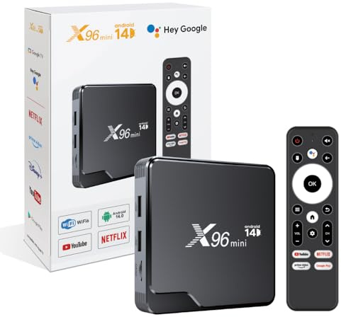 X96 Mini boitier IPTV 2026 (Nouvelle génération) Lecteur Multimédia de Diffusion en continu Android 14.0/Boîte TV 4K avec Quad-Core chipset, 64 Bits WiFi,4K HD,H.265