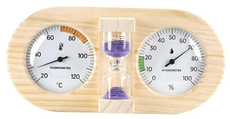 Sauna Thermomètre Hygromètre Accompagné d'un Timer Boîtier Bois Verre Mesure Précise Humidité Température Installation Murale Lecture Rapide Adapté à, Violet
