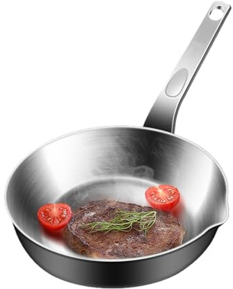Padella per frittata, pancake, in padella antiaderente con manico resistente al calore, pentole da cucina in acciaio, omelette, per casa, dormitorio, ristorante, fattoria, picnic, barbecue