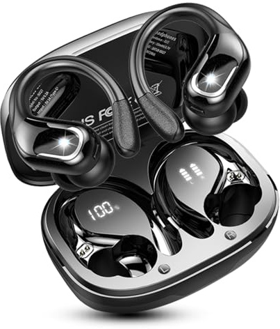 Wireless Earbuds Sport, 2026 Rulefiss Bluetooth 5.4 Headphones 75Hrs HD Stereo Ear Buds, Running Earphones with Earhooks, 4 ENC Noise-Cancelling Mic, USB-C, IP7 Waterproof, for iOS Android Gym Workout
