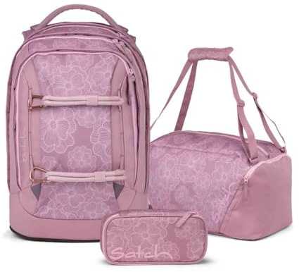Satch Pack Schulrucksack Set 3tlg. inkl. Schlamperbox und Sporttasche (Magnolia Dream)