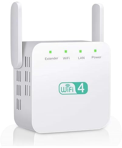 Vassco WIFI Extender - Long Range WiFi Booster Range Extender With 2 High Gain Antennas: Home Wireless Signal Booster For Whole House Coverage (1 white item)
