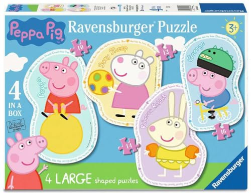 Ravensburger Kinderpuzzle 06956 - Zeit für Spiel und Spaß - 4 konturgeformte Puzzles mit 10, 12, 14 und 16 großen, stabilen Puzzleteilen, für kleine Peppa Pig-Fans ab 3 Jahren