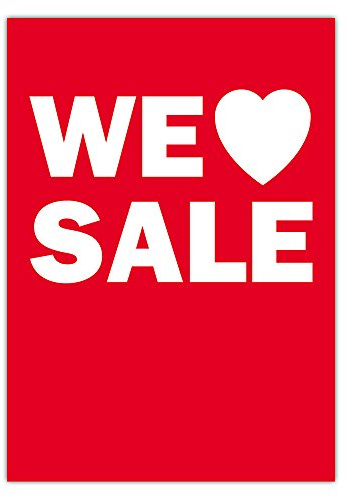 Preisschilder 10 Stück We love Sale DIN A4 / 21 x 29,7 cm für Räumungsverkauf/ohne Rahmen