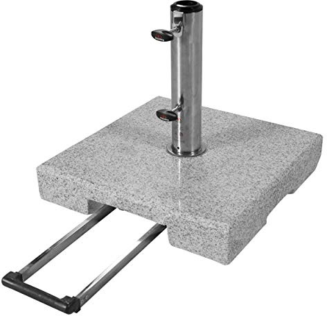 Doppler Active Trolley Granitsockel – 40 kg mit ausziehbarem Zuggriff und Rollen – Für Sonnenschirme – Rostfrei