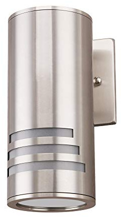 Cerdeco Stainless Steel Outdoor Wall Sconces,Cylinder Porch Light with 3 Slots and Frosted Glass,Modern Outdoor Wall Light Fixture[UL Listed]