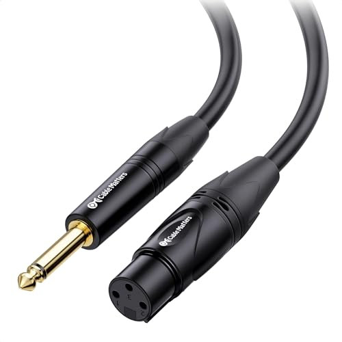 Cable Matters Cavo per microfono da XLR a 6,35 mm 3 m, cavo TS da XLR femmina sbilanciato a maschio da 6,35 mm, cavo per microfono a Jack da 6,35mm