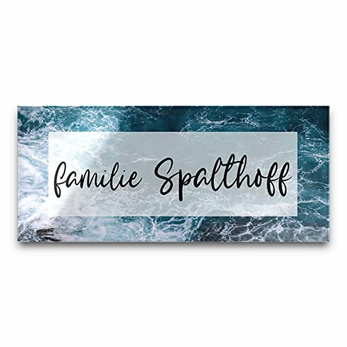 Edles Türschild mit Namen für die Haustür | Namensschild Briefkasten-Schild selbstklebend oder mit Bohrlöcher Klingelschild mit kratzfestem UV Druck | Größe ab 8x3,5 cm bunte Türschilder