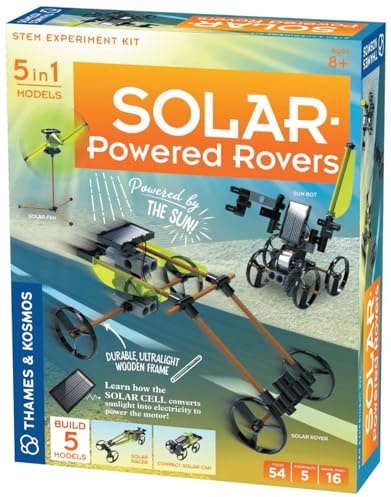 Thames & Kosmos , 550030, Solar Powered Rovers, Stem Experiment Kit, 5 in 1 Models, Durable Ultralight Wooden Frame, Ages 8+