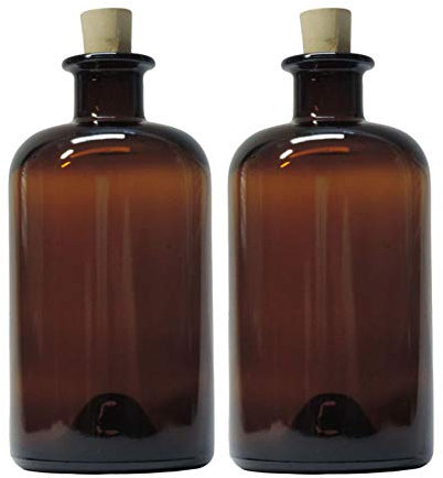mikken | 2 x Apothekerflasche 500 ml Glasflasche mit Korken und Etiketten