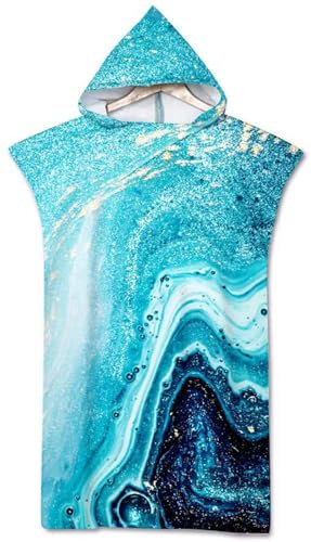Surwin Badeponcho Strandtuch Herren Damen Surfen Wechseln Handtuch Poncho Mit Kapuze kompakt und sehr leicht Robe Bademantel Surfponcho für Strand Schwimmen Schnorchel (70 * 110cm,Galaxie glänzen)