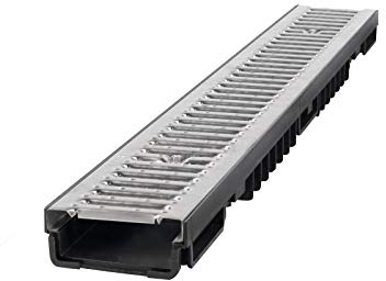 1m Entwässerungsrinne Bodenrinne Terassenrinne Ablauf Höhe 55 / 105mm A15 B125 C250 (Edelstahl/ A15 1,5T, 55mm / 5,5 cm)
