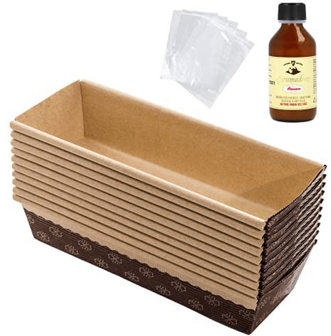 Pasticceria Fraccaro 1932 Kit Stampo per Plumcake (5pz x 400 gr | ) + Aroma per Dolci Fraccaro (1pz, 100 ml) + Sacchetto (5 pz), Stampi di Carta di Pura Cellulosa ideale per l’uso in Forno