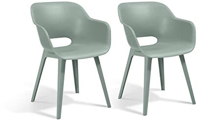 Allibert by Keter Gartensessel Akola, vintage grün, 2er Set, Kunststoff, 56.7 x 55.8 x 80.1 cm, Schalenstuhl in Cupform, perfekt für Garten, Terrasse oder Esszimmer