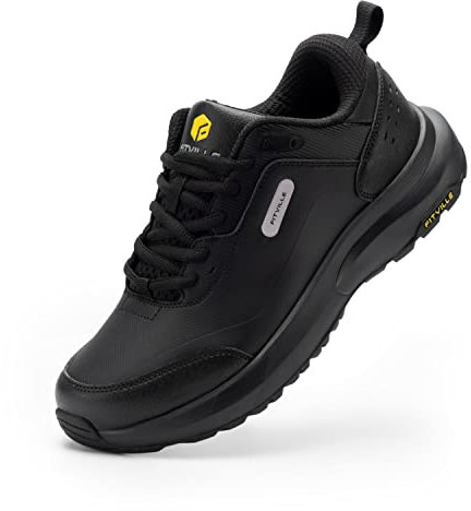 FitVille Extra Weit Wanderschuhe Herren Leicht Trekkingschuhe Wasserdicht Outdoor Schuhe Bequeme Laufschuhe Fitness Walkingschuhe mit Fußgewölbestütze Sneaker für Breite Füße Schwarz 48 EU X-Weit