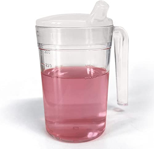 Tasse incassable avec couvercle à bec | Tasse d'aide à la consommation d'eau pour adultes, personnes âgées, petit bec, couvercle à une poignée, tremblements, arthrite, faible prise en main, tasse à
