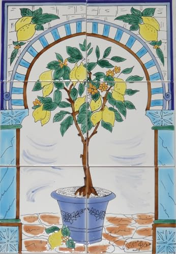 Mattonella in ceramica con immagine orientale dipinta a mano, piastrelle da parete mediterranee 45x30 cm