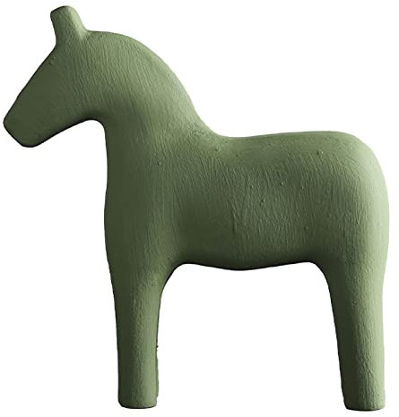 Tissting Estatuilla De Caballo De Madera De Pino Pintada A Mano, Verde, 22x23.5cm/8.66x9.25in - Figura De Caballo De Madera para Decoración De Escritorio, Sala, Oficina