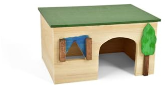 Holzhaus für Kaninchen oder kleine Säugetiere, Village Höhle (29 x 24 x 19 cm (quadratisch))