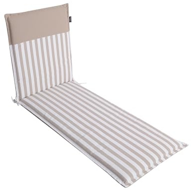 LILENO HOME Sonnenliege Auflage als [1er Set - Rollliege] in Streifen Sand - Uni Sand - Gartenliegen Auflage perfekt für Strandliege - Polster für Gartenliege (190x60x5cm) Malt