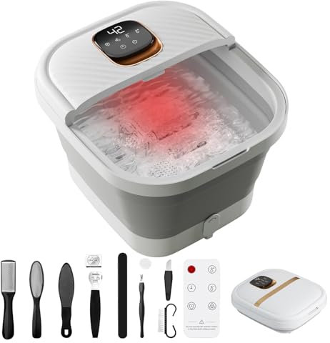 Collapsible Foot Spa with Heat, Touchscreen, Foldable Foot Bath Massager with Temperature Control, Foot Massage Rollers, Pedicure Foot Spa for Home, Office, Relaxation, Valentines Gift for Men & Women